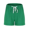 thumbnail image 4 of Olyvenn Eyelet Summer Shorts for Women 2025 Elastic Drawstring Lightweight Pants Casual Loose Beach Short Pants with Pockets Green L, 4 of 7