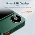 thumbnail image 3 of 20000mAh Magnetic Wireless Charger, Slim Battery Pack with LED Display, Portable Power Bank with Charging Pad for Travel & Multiple Devices - Green, 3 of 9