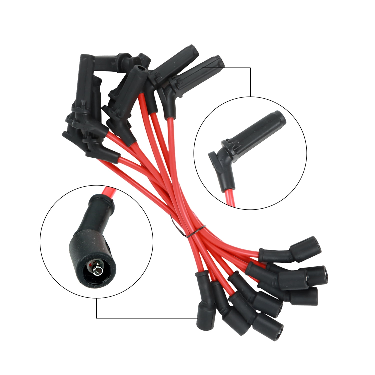 POLARPRA 8pcs Ignition Coils + 8pcs Spark Plug Wires For Chevy Silverado GMC 4.8L 5.3L 6.0L UF262