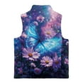 thumbnail image 5 of Uorisanigo Unisex Kids Fleece Vest Puffy Sleeveless Zip Front Blue Butterfly Floral Jacket Fall Winter Warm Outwear Full-Zip Jacket Vest Trendy Clothes Stand Collar Outwear, 5 of 7