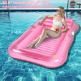 thumbnail image 4 of Inflatable Tanning Pool Lounger Float with Sprinkler, 81" x 52" Pool Floats Adult with Pillow, all in one Suntan Tub Raft Floatie with Drink Holder Sunbathing Water Lounge (Clear Pink), 4 of 5