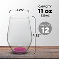 thumbnail image 5 of Concerto Stemless Wine Glasses 11 oz. Set of 12, Bulk Pack - Restaurant Glassware, Perfect for Red Wine, White Wine or Cocktails - Pink, 5 of 5