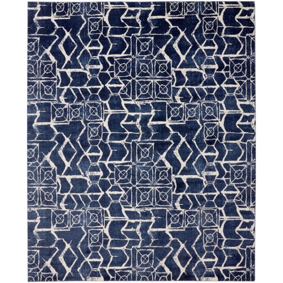 Feizy Remmy Transitional Geometric, Blue/Ivory, 10' x 13'2" Area Rug Easy Care Stain Resistant Fade Resistant Farmhouse Floor Rug for Living room Bedroom