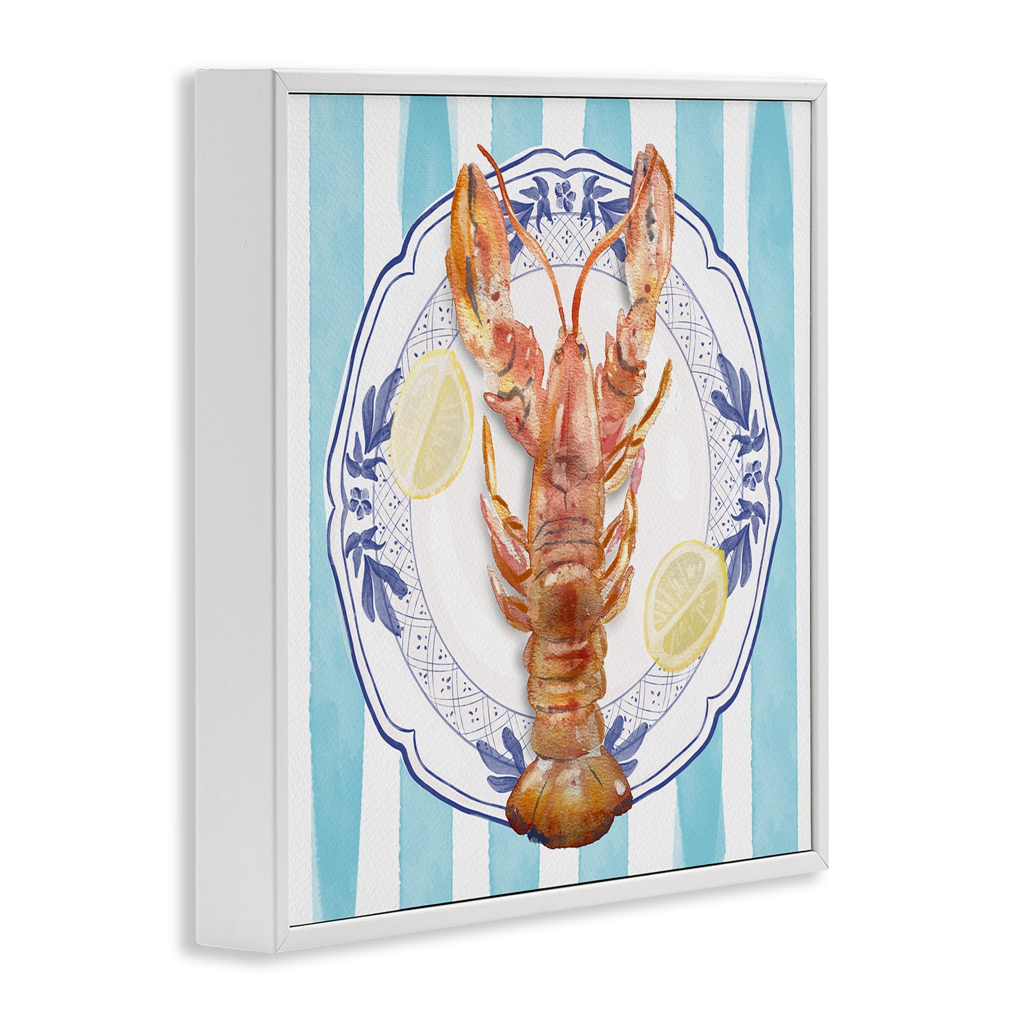Stupell Industries Lobster Seafood Plate White Framed Giclee Art, design by Christie Adams