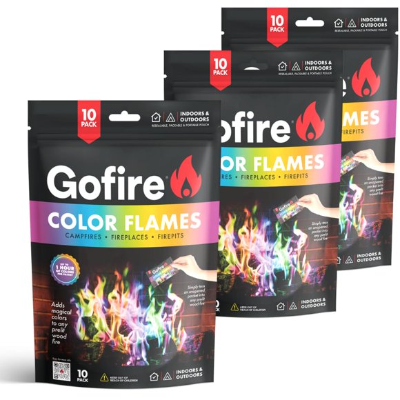 Color Flame Packets - Safe for Indoor & Outdoor Use - 1 Hour Burn for Campfires, Fireplaces, Firepits - No Need to Open Just Drop in - Perf