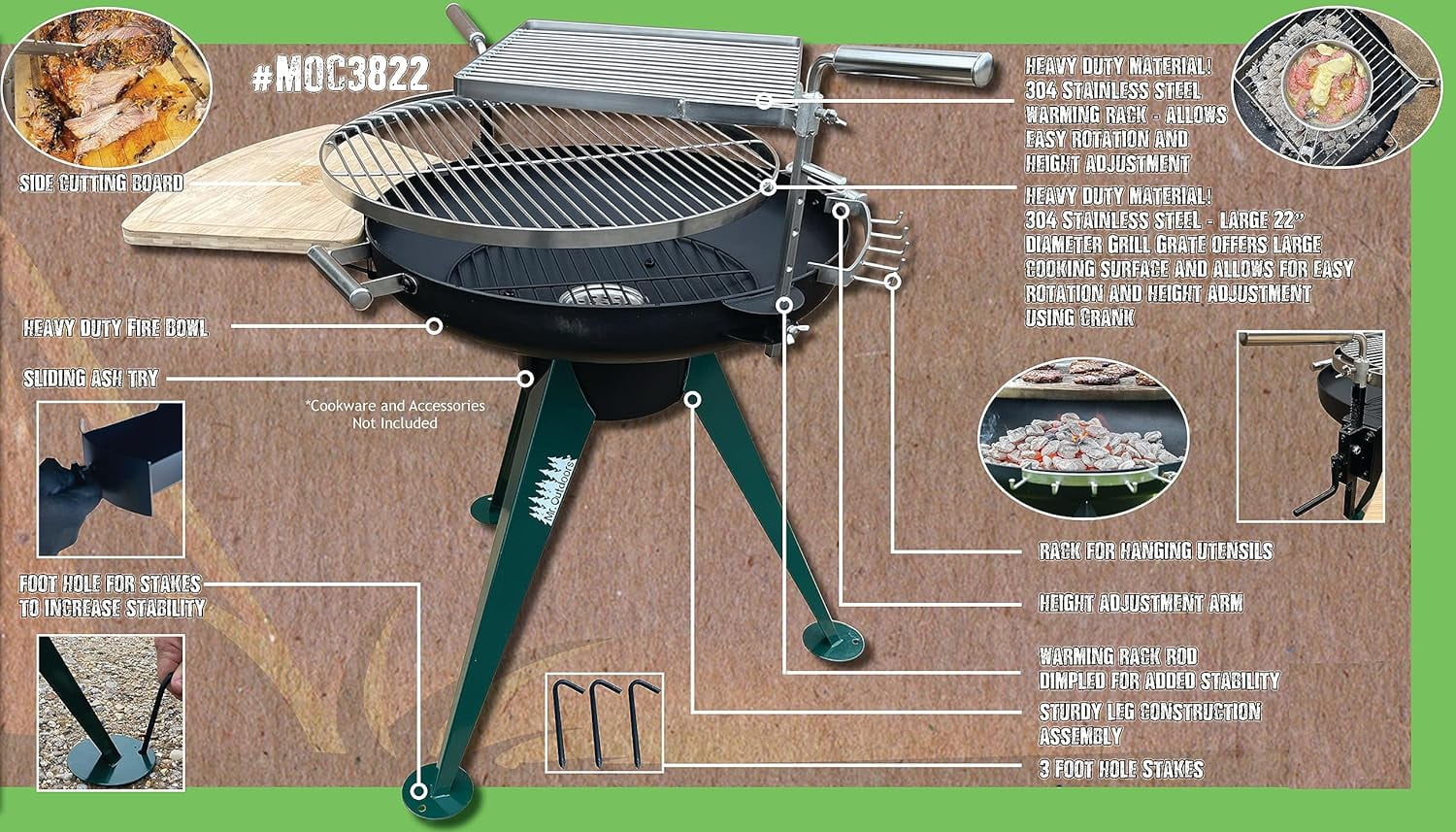 Mr. Outdoors Cookout 22" Heavy Duty Charcoal Grill