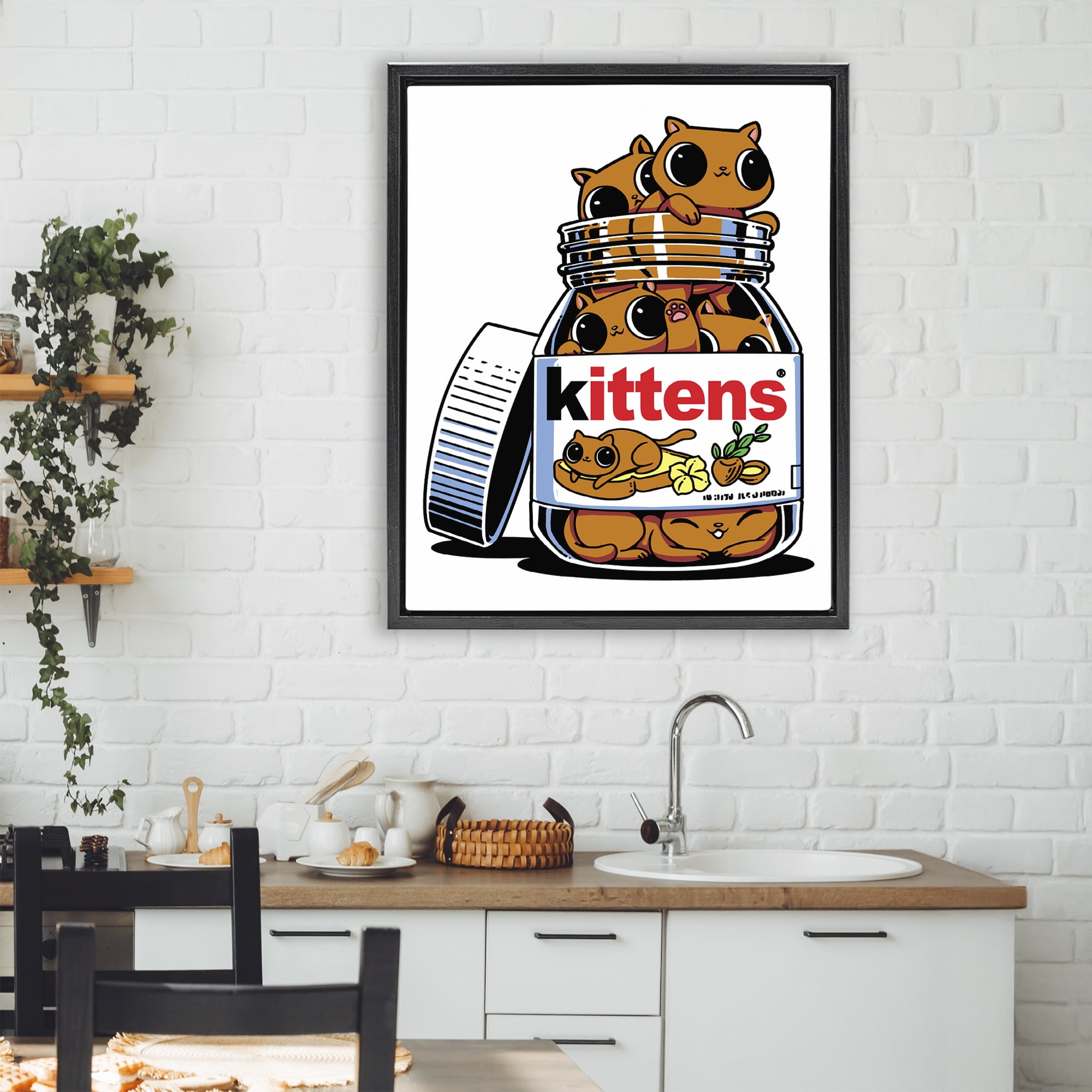 Stupell Industries Hazelnut Spread Cats Black Framed Floater Canvas Wall Art, design by Tobe Fonseca