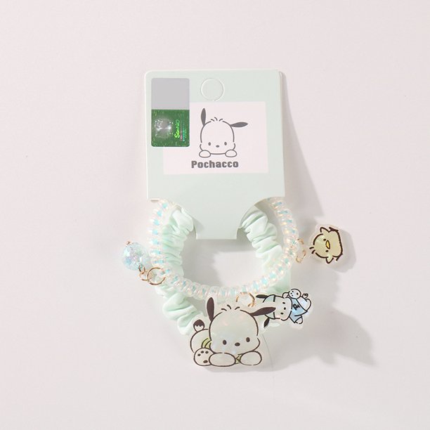 Productos genuinos de Sanrio autorizados Línea telefónica de corazón de Hello Kitty para niña Banda de goma para el cabello plisada Anillo para teléfono con cuerda de dos cabezas