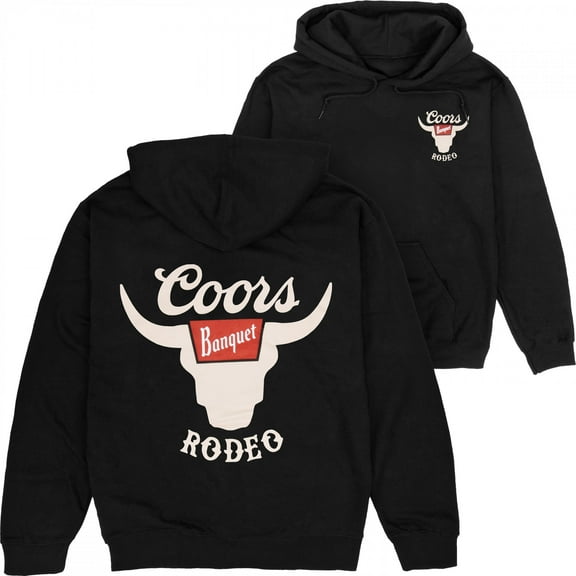 Coors Banquet Rodeo Horns Logo Front and Back Print Hoodie-XLarge