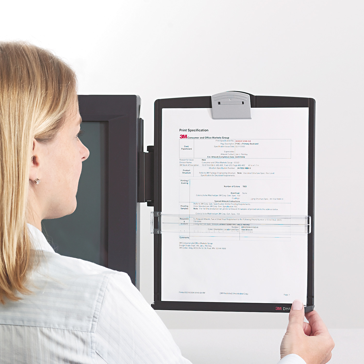 3M Adjustable Monitor Mount Clip Copyholder, Plastic, 35 Sheet Capacity