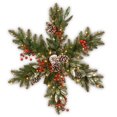 thumbnail image 1 of 32 "Pin Givré Berry Collection Flocon de Neige W / Grands Cônes à Bords Blancs, Baies Rouges, Feuilles d'Eucalyptus Scintillantes Argentées & 35 Lts LED Fonctionnant sur Batterie Blanc Chaud avec Minuterie, 1 of 5