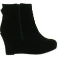 thumbnail image 2 of Top Moda Cotton 16 Womens Buckle Wedge Ankle Booties Black, 2 of 4