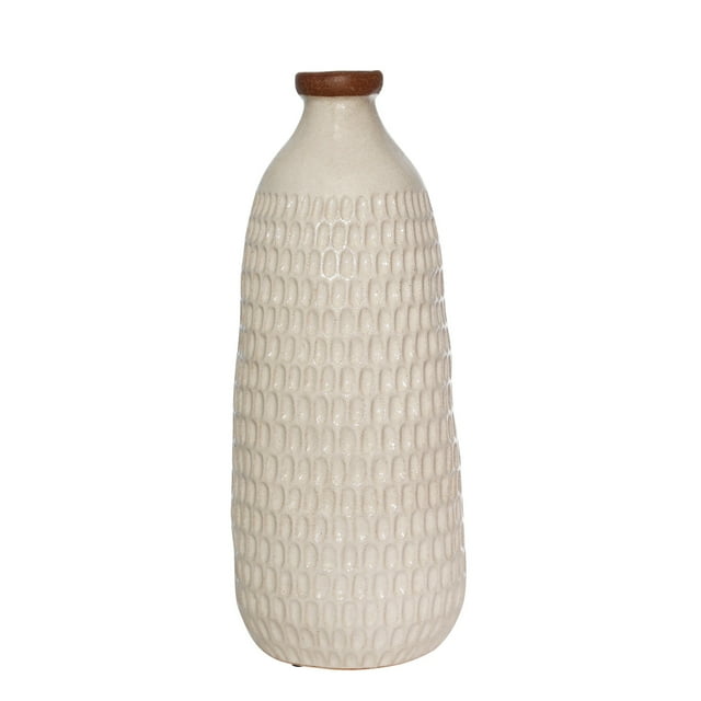 Sagebrook Home Vase à Fossettes 16 Po en Céramique, Ivoire