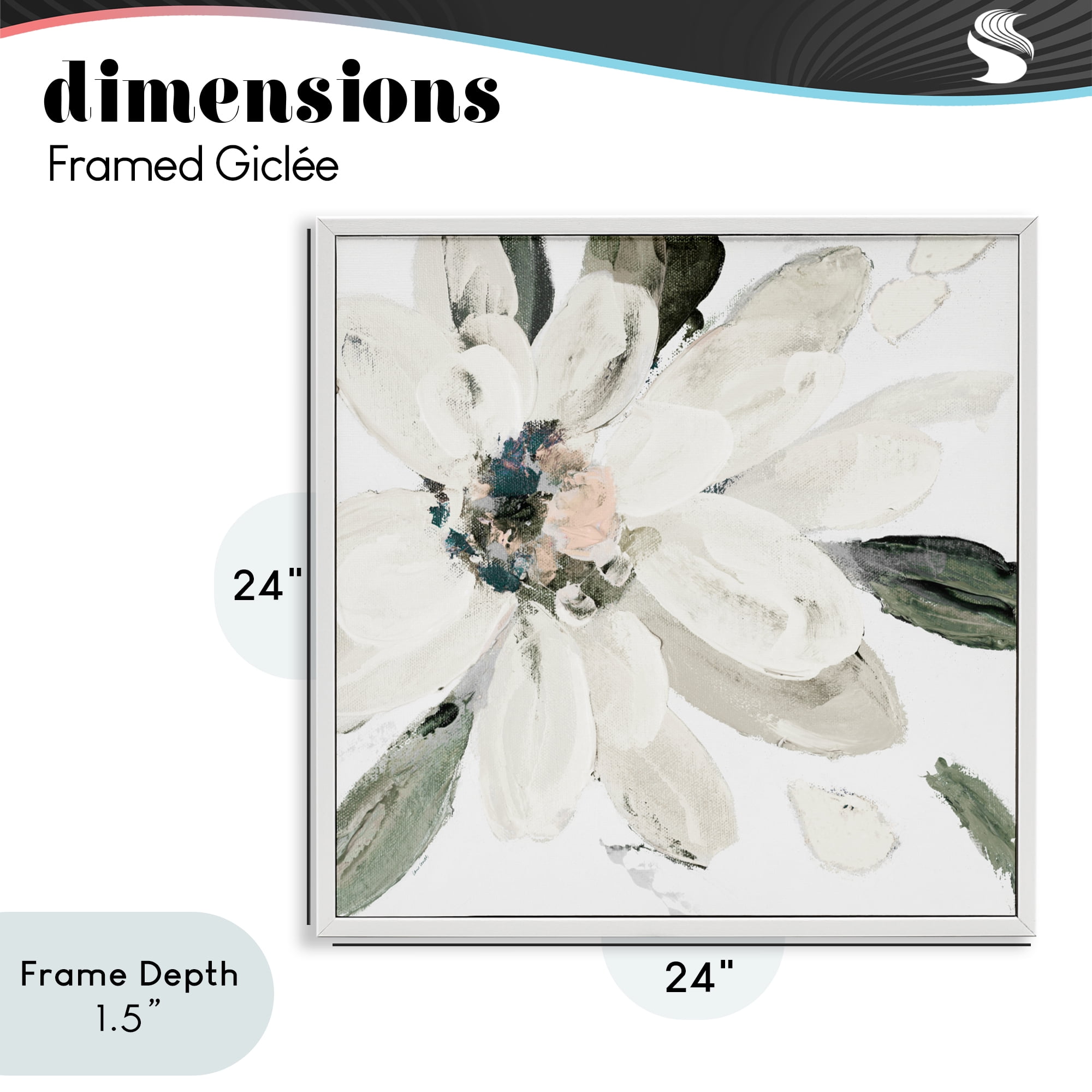 Stupell Industries Naturally Blooming White Flower White Framed Giclee Art, design by Lanie Loreth