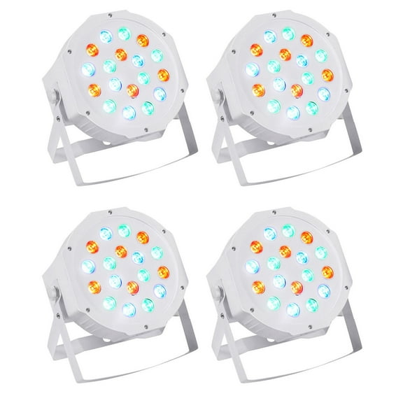 (4) Rockville RockPAR50 White LED RGB Compact Par Can DJ/Club DMX Wash Lights