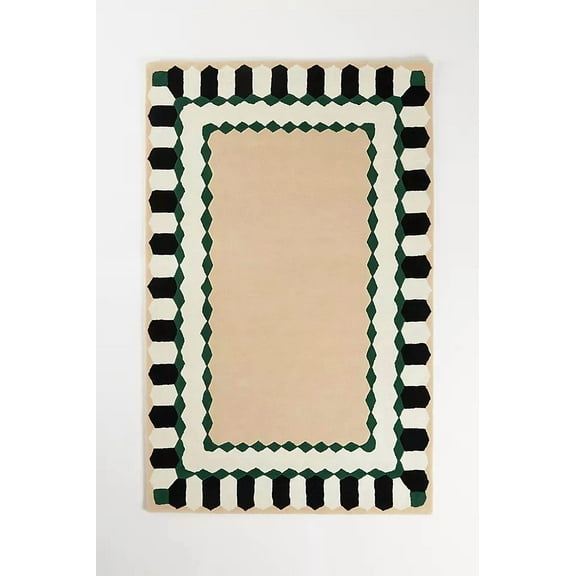 Aarish Rugs Handcrafted Wool Hand Tufted Ryleigh Area Rug for Living Room, Bedroom Any Room (Color:-Black & White, Size:-3 x 5 ft)