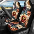 thumbnail image 2 of Pzuqiu Boho Colorful Flower Full Set Universal Seat Covers for Cars Lightweight Automotive Cover Accessories Decor Accessories Washable Easy to Install for Cars Truck Universal Fit Set, Colorful, 2 of 7