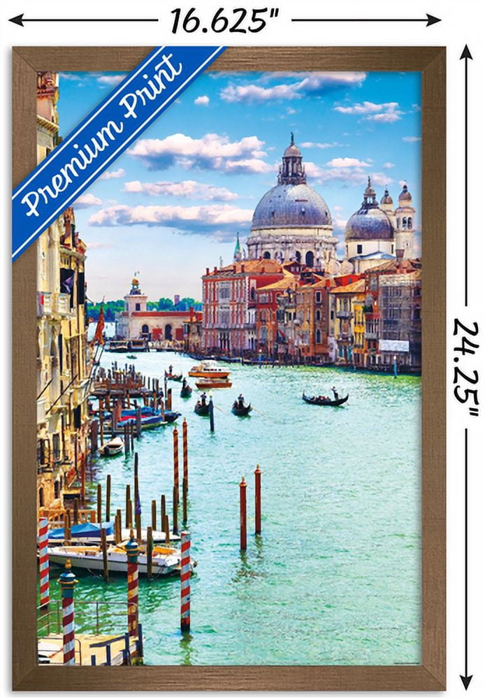 Timeless Visions - Canals of Venice Wall Poster, 14.725" x 22.375", Framed