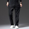 thumbnail image 5 of Pantalones vaqueros rectos holgados negros puros de estilo clásico para hombre, pantalones casuales de tela suave elástica para negocios de otoño e invierno, pantalones de marca para hombre, 5 of 5