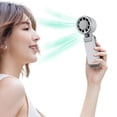 thumbnail image 3 of Foldable Handheld Portable Turbo Fan 4000mAh Battery Rechargeable Fan 5 Gear Wind W/ Ice Cooling & LED Display for Beach Vacation Cooking Office Travel Camping (White), 3 of 12