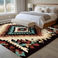 thumbnail image 5 of Brown Teal Red Boho Large Area Rugs for Bedroom Living Room, Soft Non Slip Carpet Bedside Rug, Southwestern Retro Geometric Abstract Rectangular Floor Cover Kitchen Accent Rug 8'x10' for Office, 5 of 9