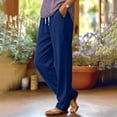 thumbnail image 4 of Women's Pants Plus Size Petite Summer Loose Casual High Waisted Elastic Waistband Pocket Straight Leg Cropped Pants, 4 of 8