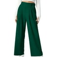 thumbnail image 2 of VgaVtl Wide Leg Pants Woman High Rise Cotton Ladies Palazzo Pants Casual Pleated Loose Solid Color Pocket Pants,Green M, 2 of 9