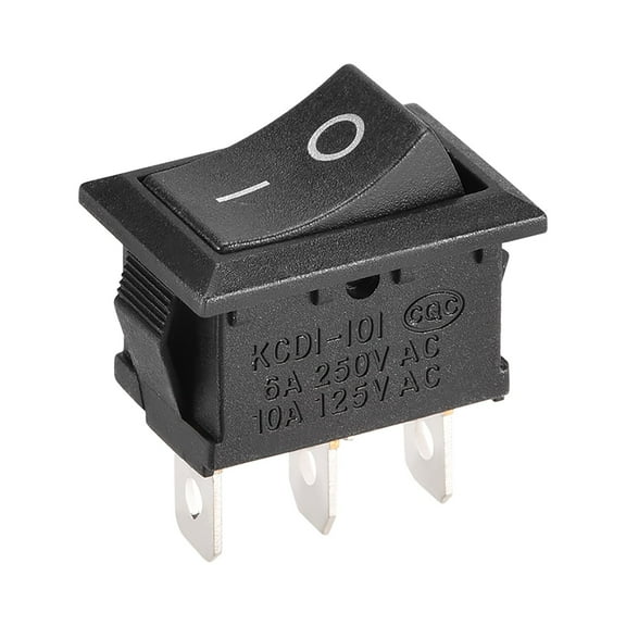 Mini Boat Rocker Switch Black Toggle Switch for Boat Car Marine 3pins ON/OFF AC 250V/6A 125V/10A, 1pcs