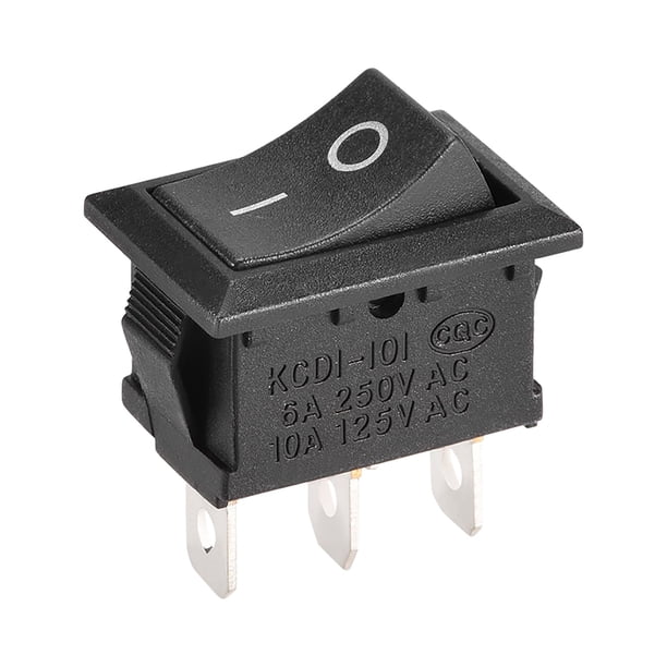 Interruptor de palanca mini para barco, interruptor de palanca negro para barco, coche, marino, 3 pines ON/OFF AC 250V/6A 125V/10A, 1 pieza