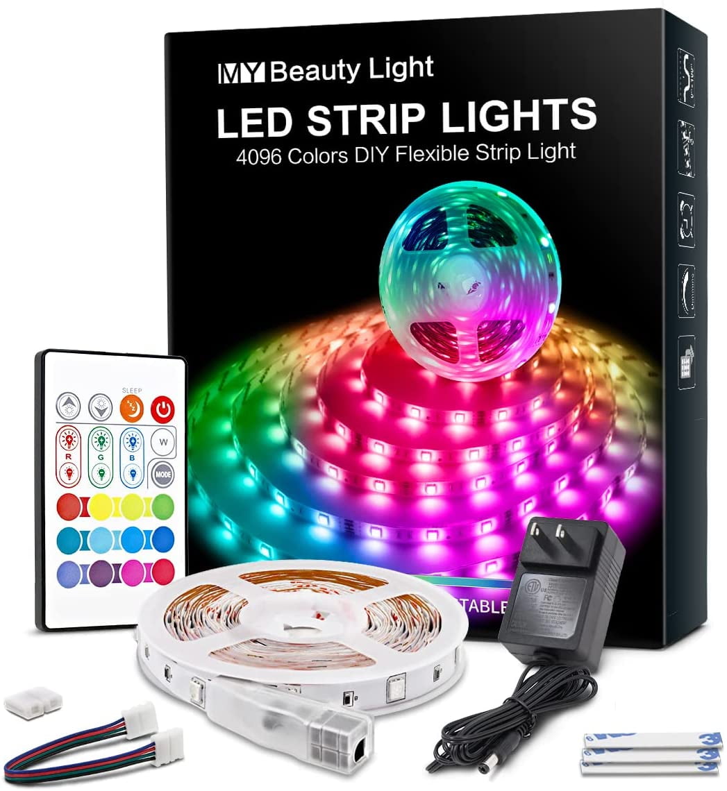 Details about   25 ft LED Strip Lights with 44-Key Remote RGB LED Lights with Built-in Mic Sync 