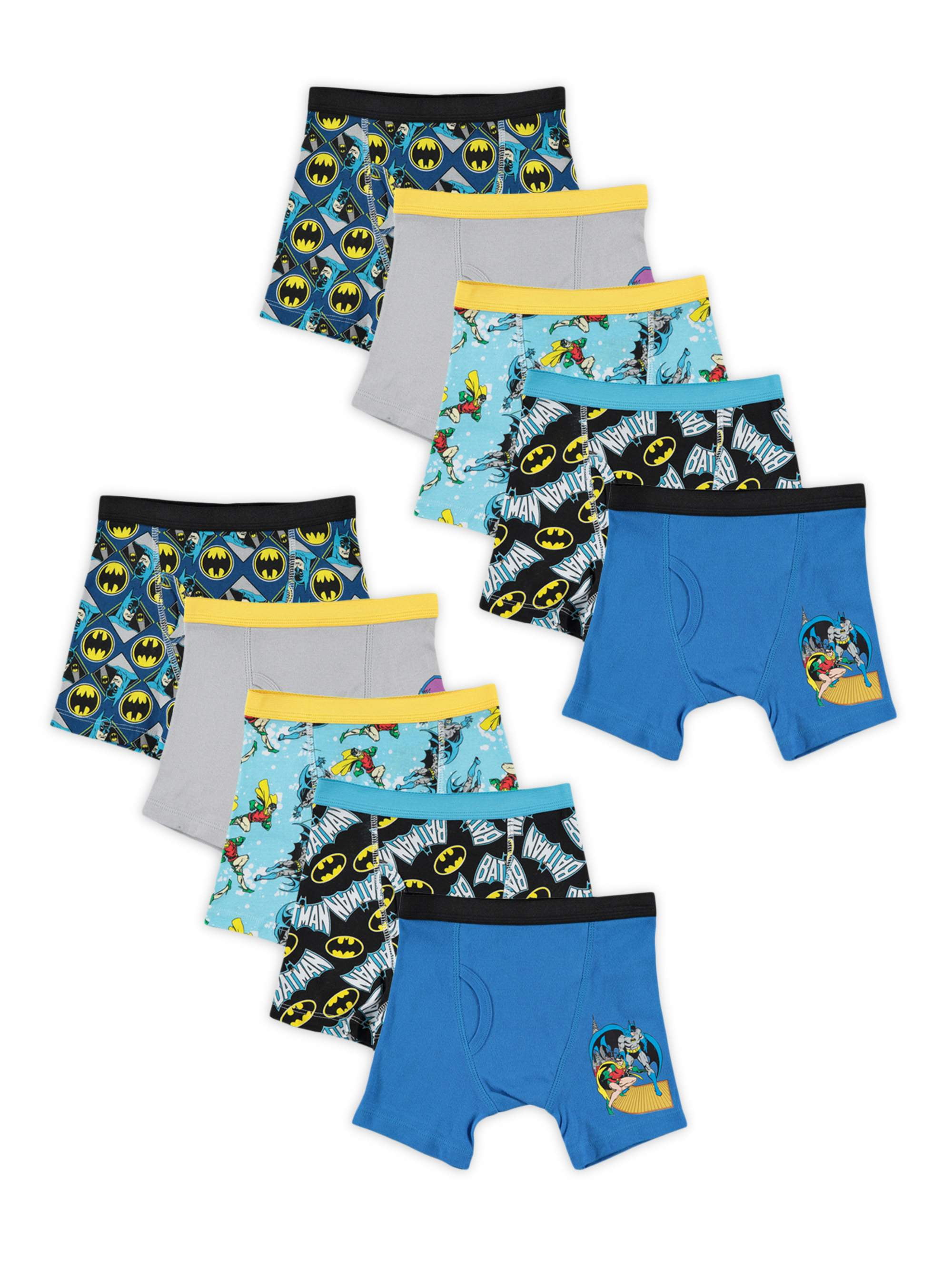Batman Boys Underwear, 10 Pack Boxer Briefs Sizes 4 8