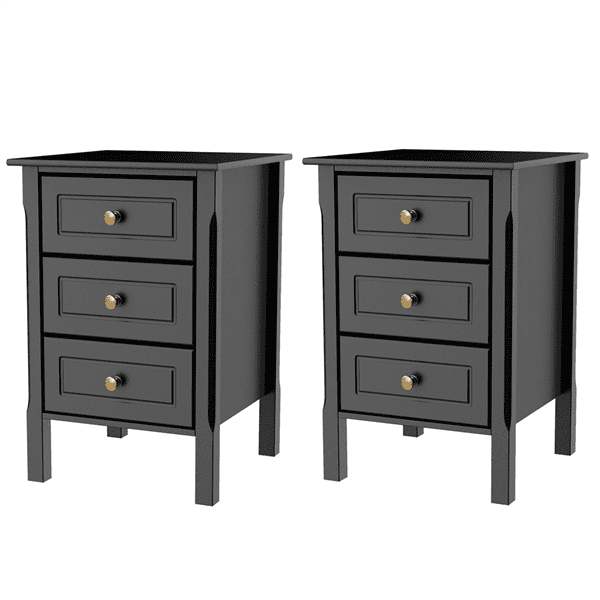 2 Set Of 3 Drawer Tall Nightstand End Table Bedside Table With