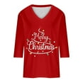 thumbnail image 4 of HOMBOM Womens Red Plus Size Tops Vintage Outfits Xmas Christmas V Neck Christmas Tree 3/4 Sleeve Blouse for Female, 4 of 5
