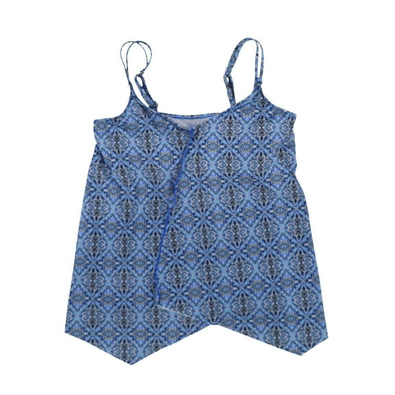 Swim Solutions Women's Handkerchief-Hem Tankini Blue 14 New