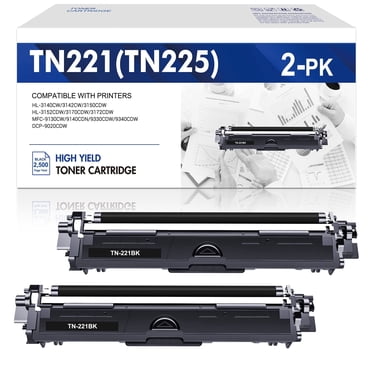 Colorich Compatible for Brother TN221BK TN225 Black Toner Cartridge 2-Pack TN221 TN-221BK MFC-9130CW HL-3170CDW HL-3140CW MFC-9330CDW Printer Ink