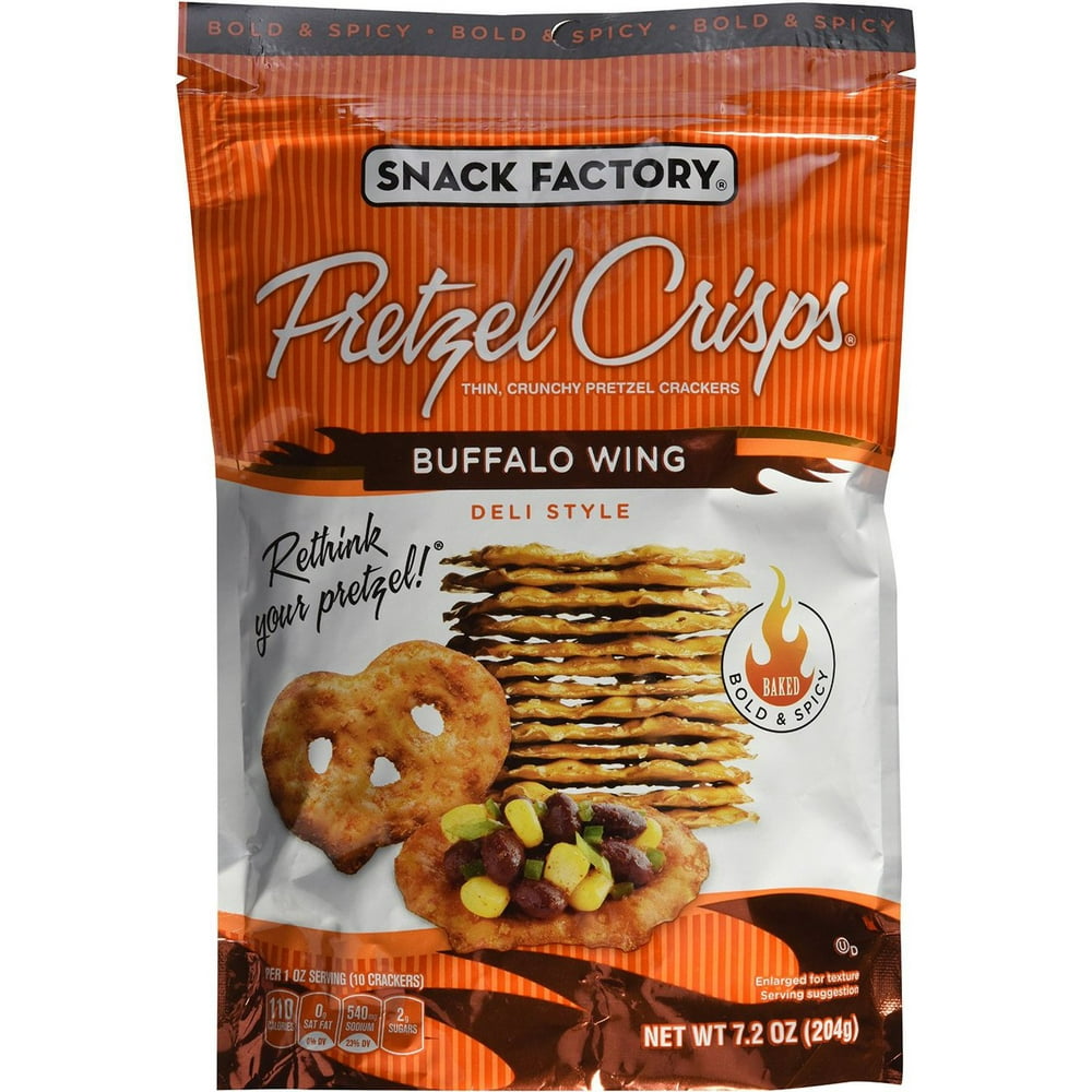 12 PACKS Snack Factory, Pretzel Crisps, Buffalo Wing, 7.2oz Pouch