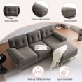 thumbnail image 4 of 83" Modern Sectional Sofas Couches Velvet L Shaped Couches for Living Room, Bedroom, Brown 80AAD, 4 of 9