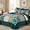 Turquoise Green, variant on Patchwork Quilt Set Queen Size Navy Blue Bedspread Boho Paisley Floral Pattern Quilt Bedding Set, 3 Pieces Blue Bohemian Soft Lightweight Coverlet for All Season 96''x90''