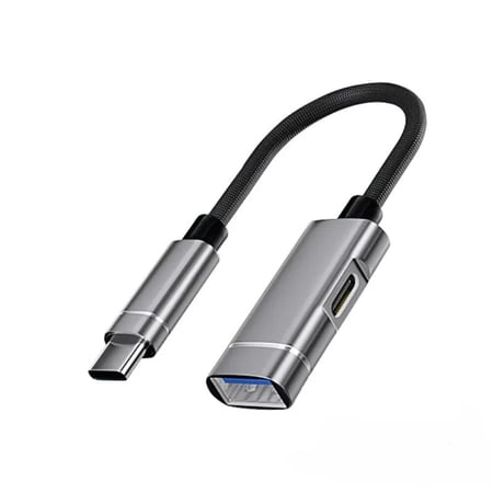 2-in-1 USB Type-C Female to USB Type-A OTG Adapter Converter for Data Transfer with 10W Charging for Samsung, Xiaomi, and Macbook