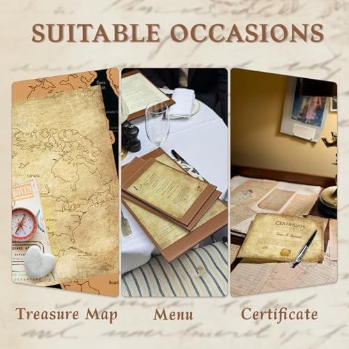 Tekola Vintage Stationery Paper, Parchment Printer Paper 8.5 x 11, 100 Sheets Aged Stationery for Letter Writing, Certificates, Diplomas, Resumes, Crafts（100 GSM）