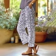 thumbnail image 2 of Casual Pants for Women Drawstring Pocket Floral Loose Comfortable Cotton Linen Summer Casual Pants, 2 of 3