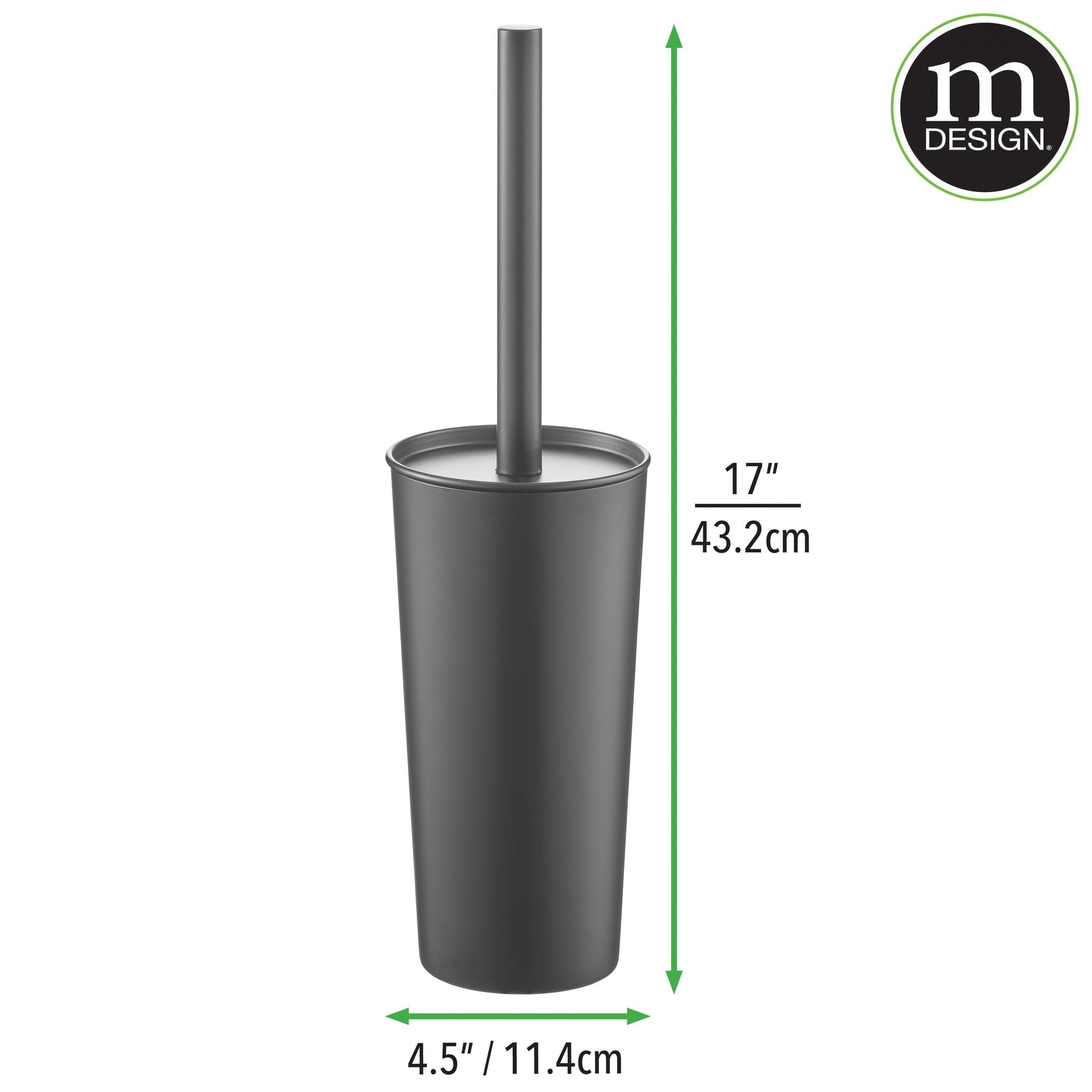 mDesign Steel Toilet Bowl Brush/Holder Bathroom Storage Combo - Graphite