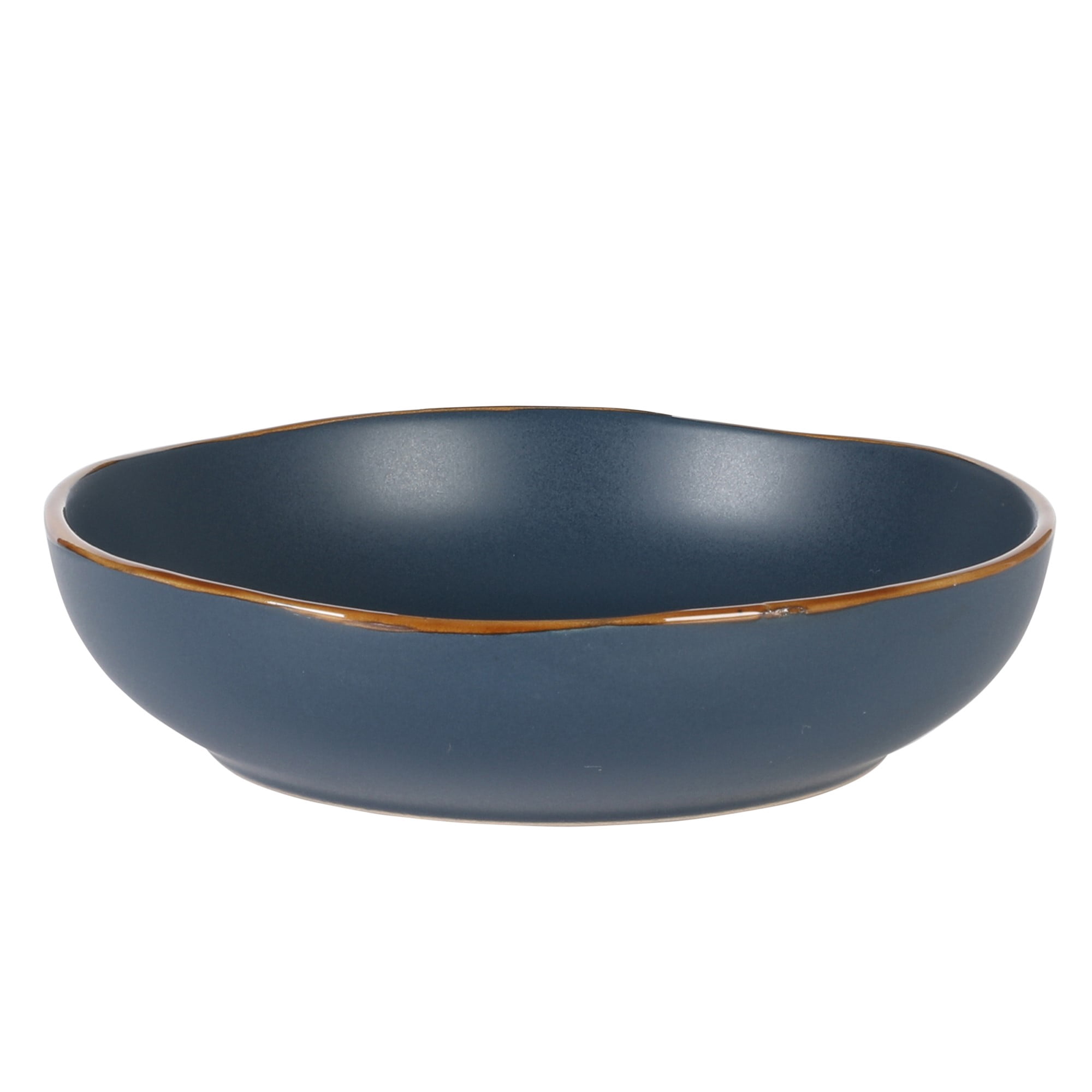 Gibson Home Hazeltine 16 Piece Plates and Bowls Dishes Stoneware Ceramic Dinnerware Set - Navy Blue