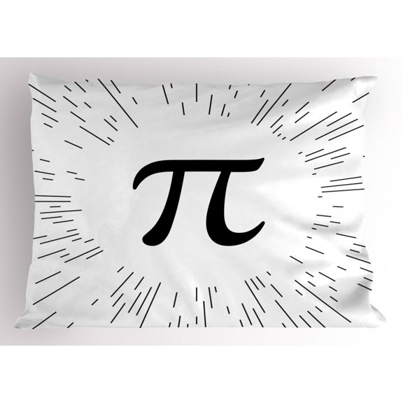 Pi Pillow Sham, Monochromatic Design Mathematical Special Number Sign in Round with Lines, Decorative Standard Queen Size Printed Pillowcase, 30" X 20", Charcoal Grey and White, by Ambesonne
