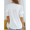 thumbnail image 3 of SHEWIN Blouses for Women Dressy Casual Summer Puff Ruffle Short Sleeve Shirt Tops White, 3 of 9