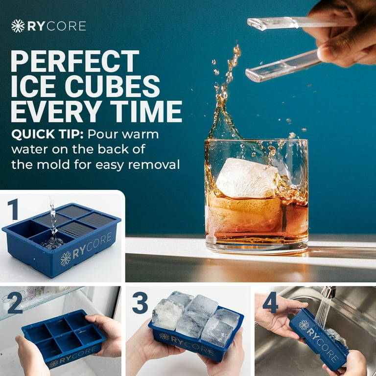 Blue Green Creative Big Ice Cube Mold Square Shape Silicone Ice Tray Fruit  Ice Cube Maker Bar Kitchen Accessories