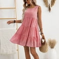 thumbnail image 6 of Dolkfu Red Summer&Fall Dresses for Women Crew Neck Sleeveless Mid-Length French Style Peasant Dresses Plaid Refreshing Relaxed Fit Dresses Red,Xl, 6 of 6