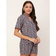 thumbnail image 3 of Moomaya Sleepwear, Shirt & Shorts Night Suit Set, Printed Cotton Pjs Lounge Set, 3 of 9