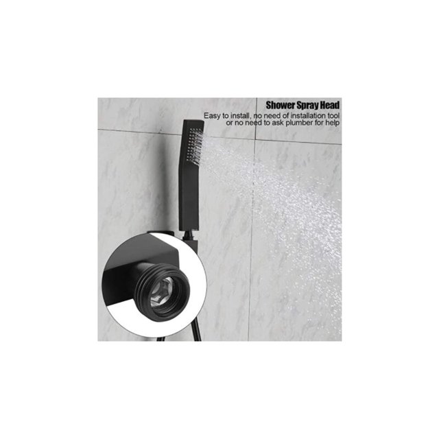 CHAO Ducha con rociador para baño, ducha de mano de latón cromado negro mate, cabezal de ducha G1/2, color negro