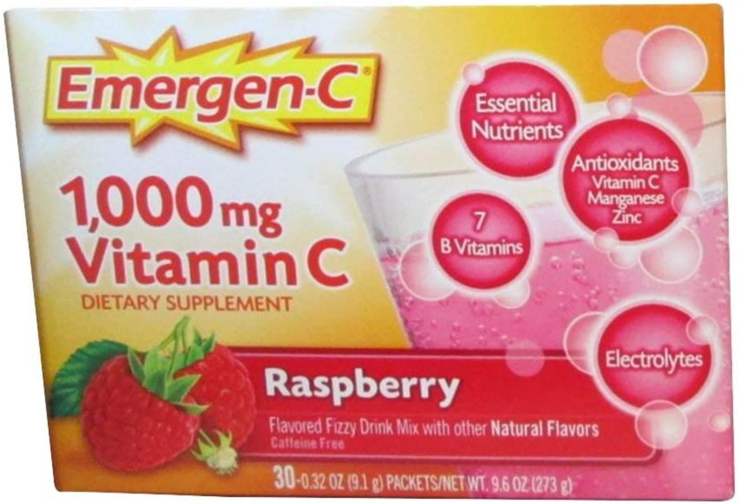 EmergenC, Raspberry, 30 pkt (Pack of 4), Dietary Supplement. By Visit